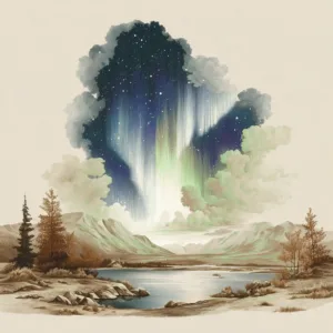 Naturalist Illustration of the Northern Lights-Aurora Borealis