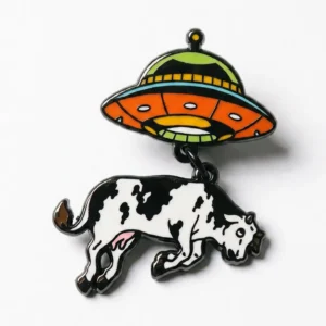 Cow Abduction UFO Pin