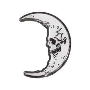 Skull Crescent Moon Glow Enamel Pin