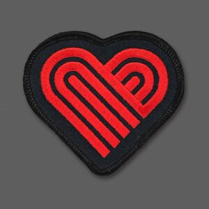Thick Lines Heart - Black/Red/Black Patch