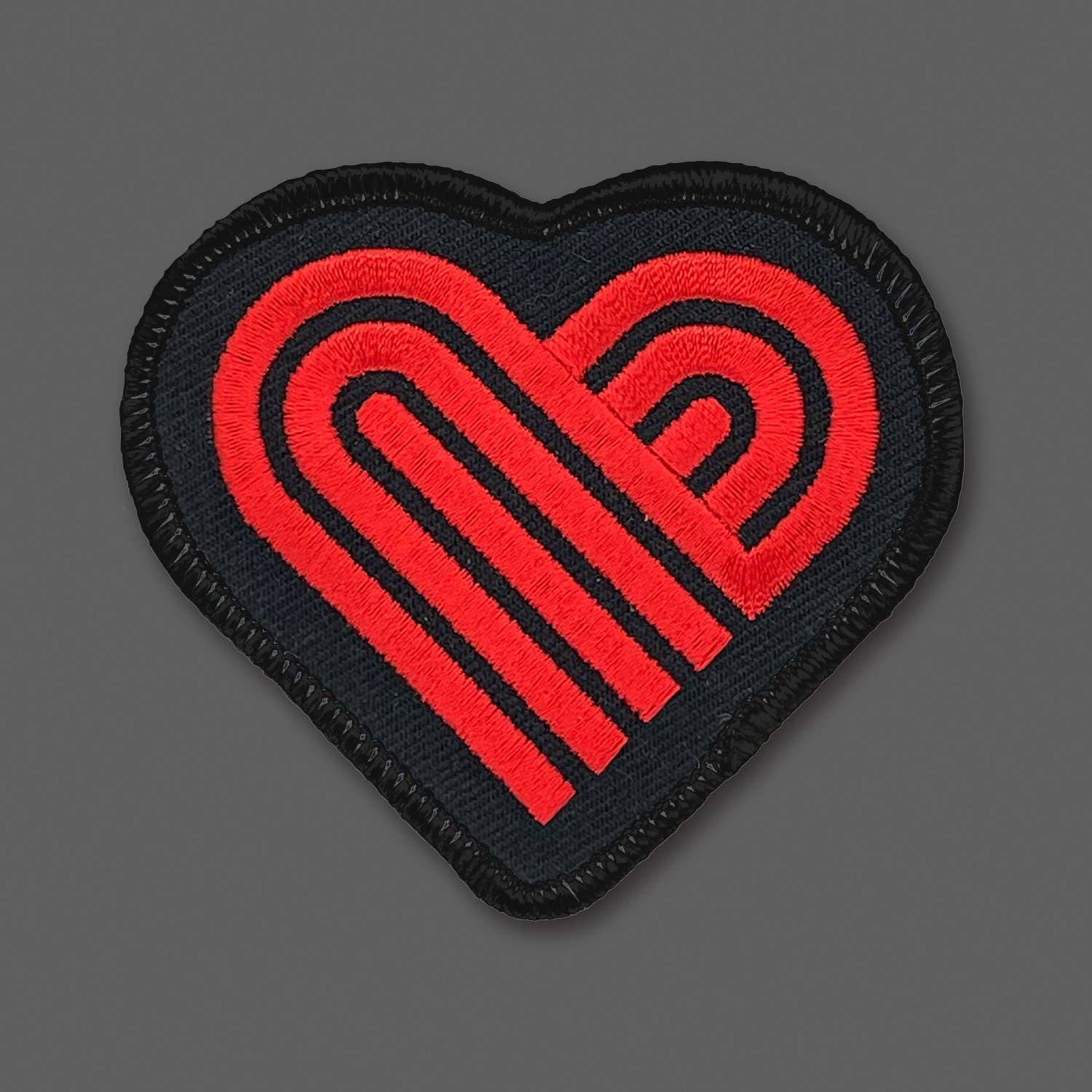 Thick Lines Heart - Black/Red/Black Patch