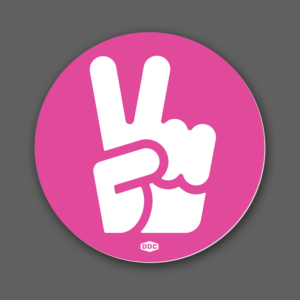Peace Fingers - Pink/White Sticker