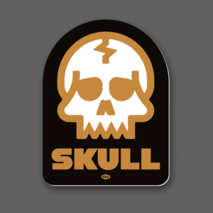 Skull Tombstone - Black/Brown Sticker